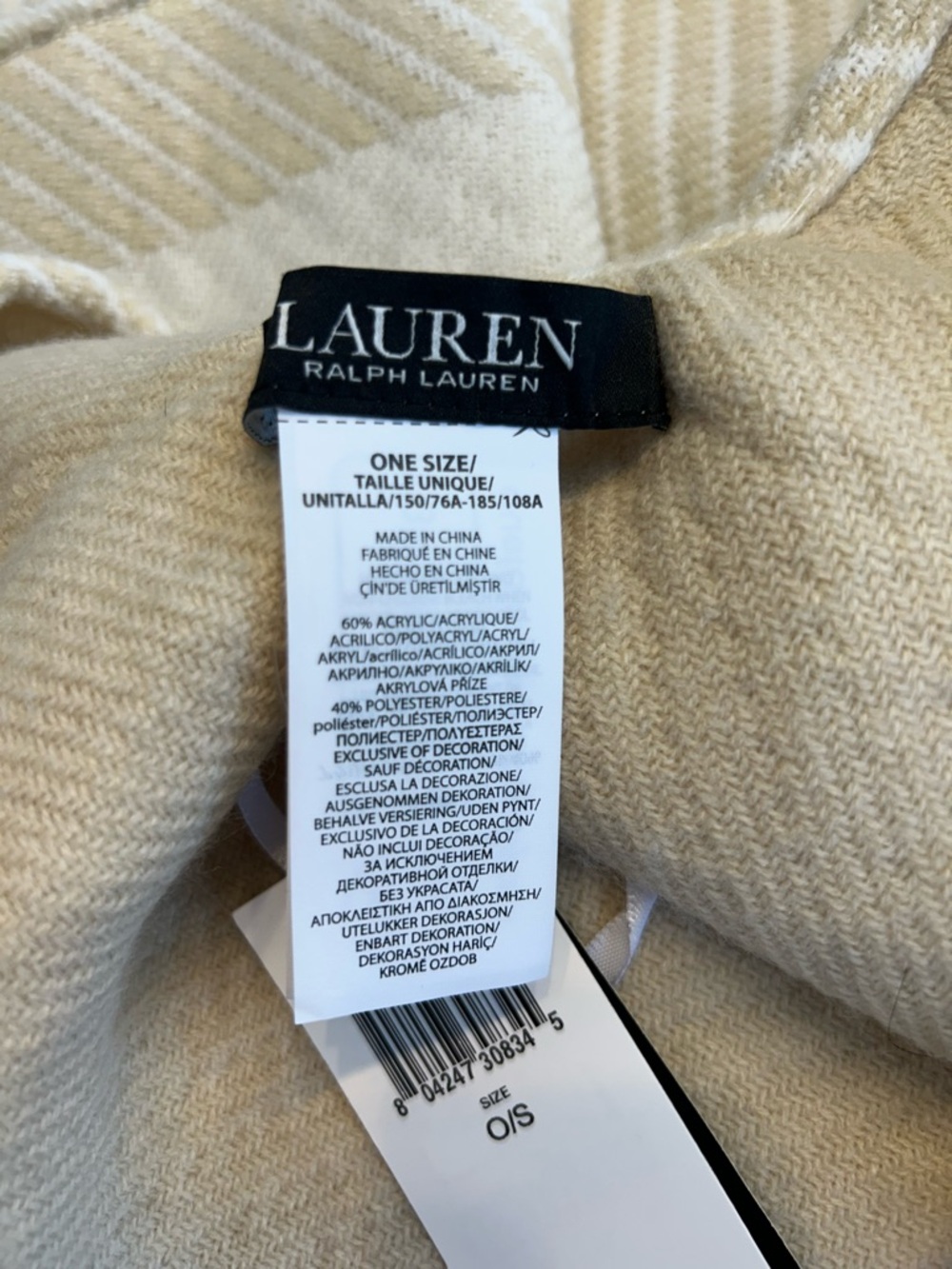 *NWT* Lauren Ralph Lauren Women’s Woven Twill-Border Ruana Cape, One Size - Picture 9 of 11
